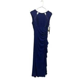 Betsy & Adam Dress Sz 10 Blue‎ Waterfall Formal Prom Dance Cocktail Evening Long
